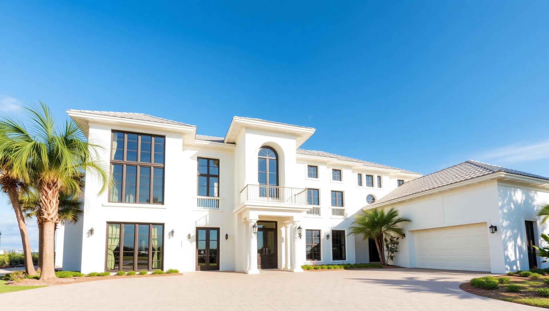 Luxury custom coastal home at dusk on Florida's Emerald Coast